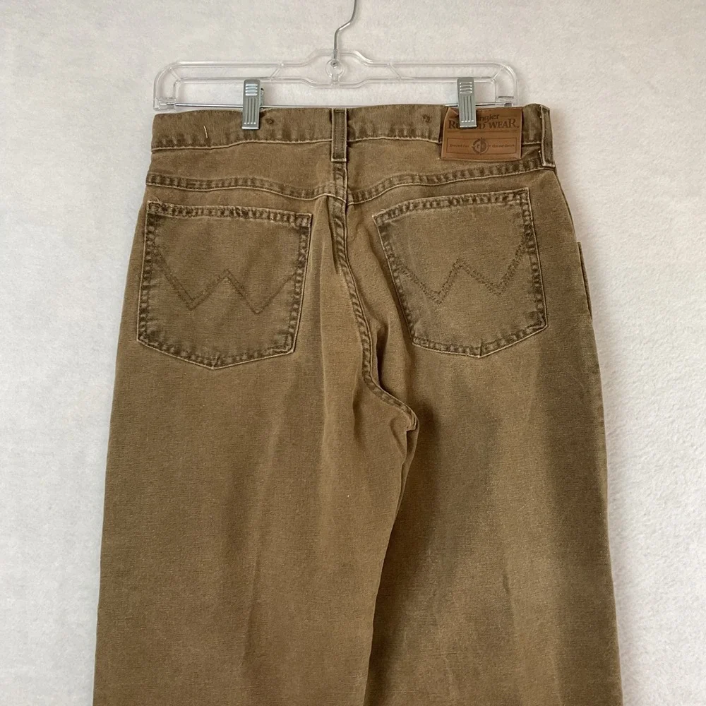 Wrangler Rugged Wear Mens 32x30 Brown Tan Canvas Field Hunting Brush Pants READ